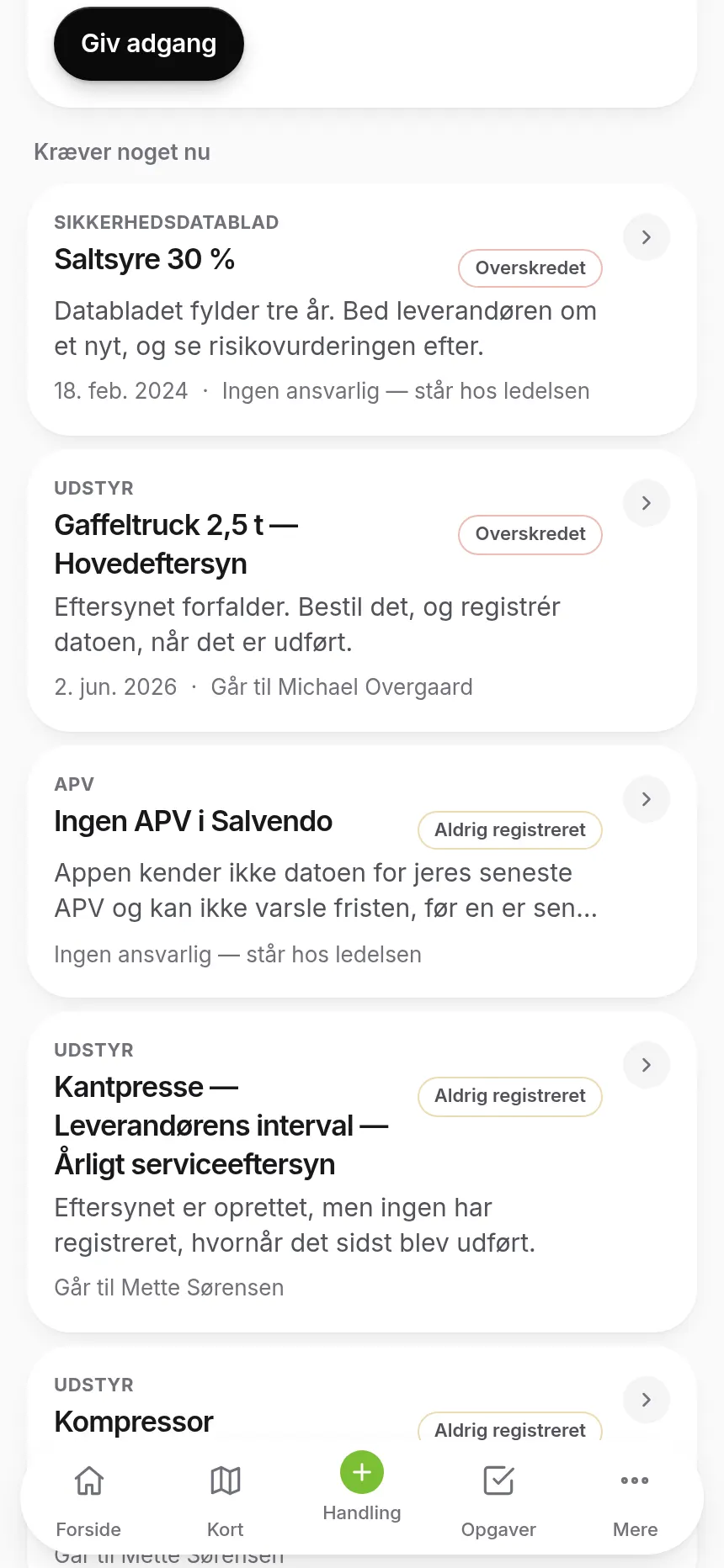 Årshjulet med eftersyn og frister